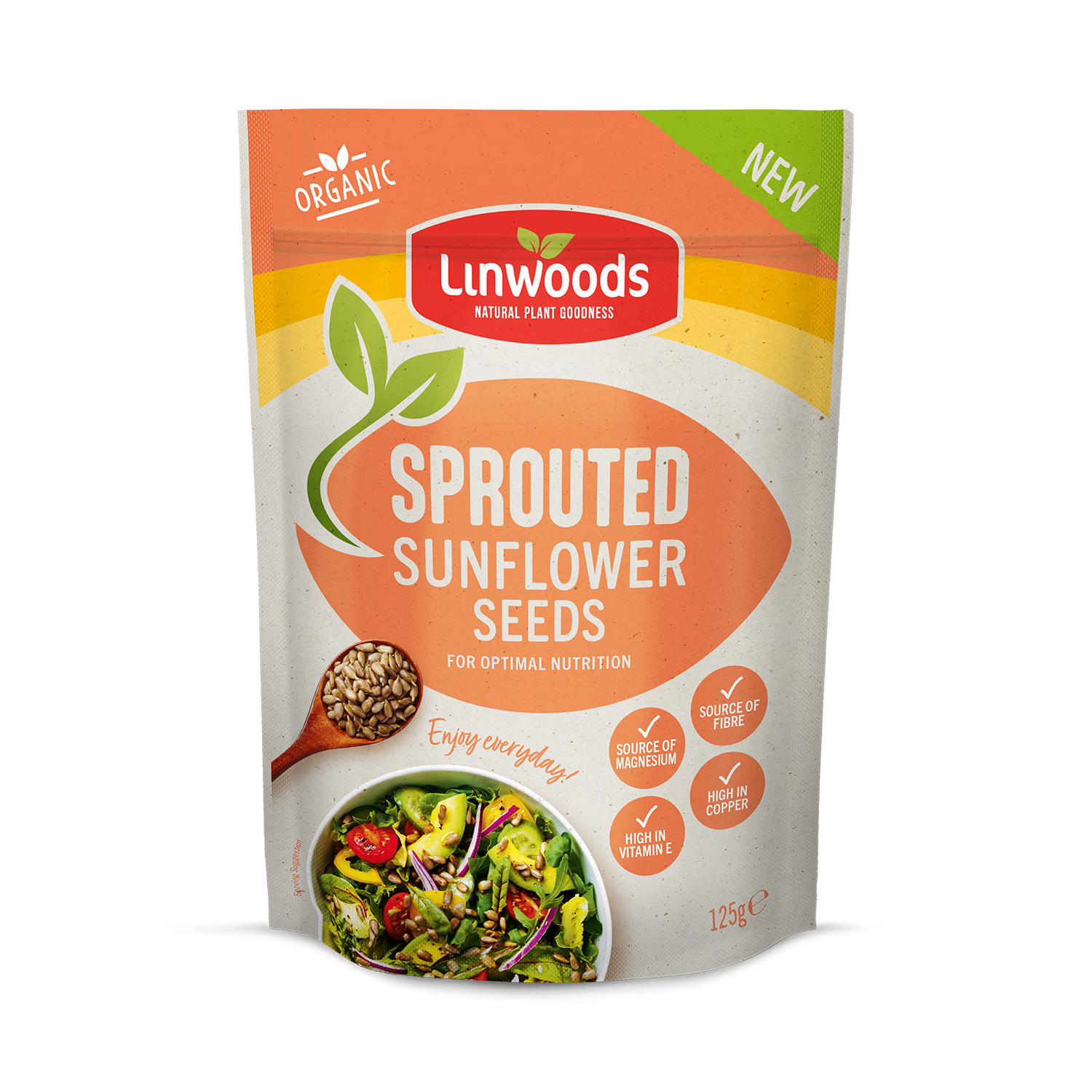 Linwoods organic sprouted sunflower seeds 125g, UK version