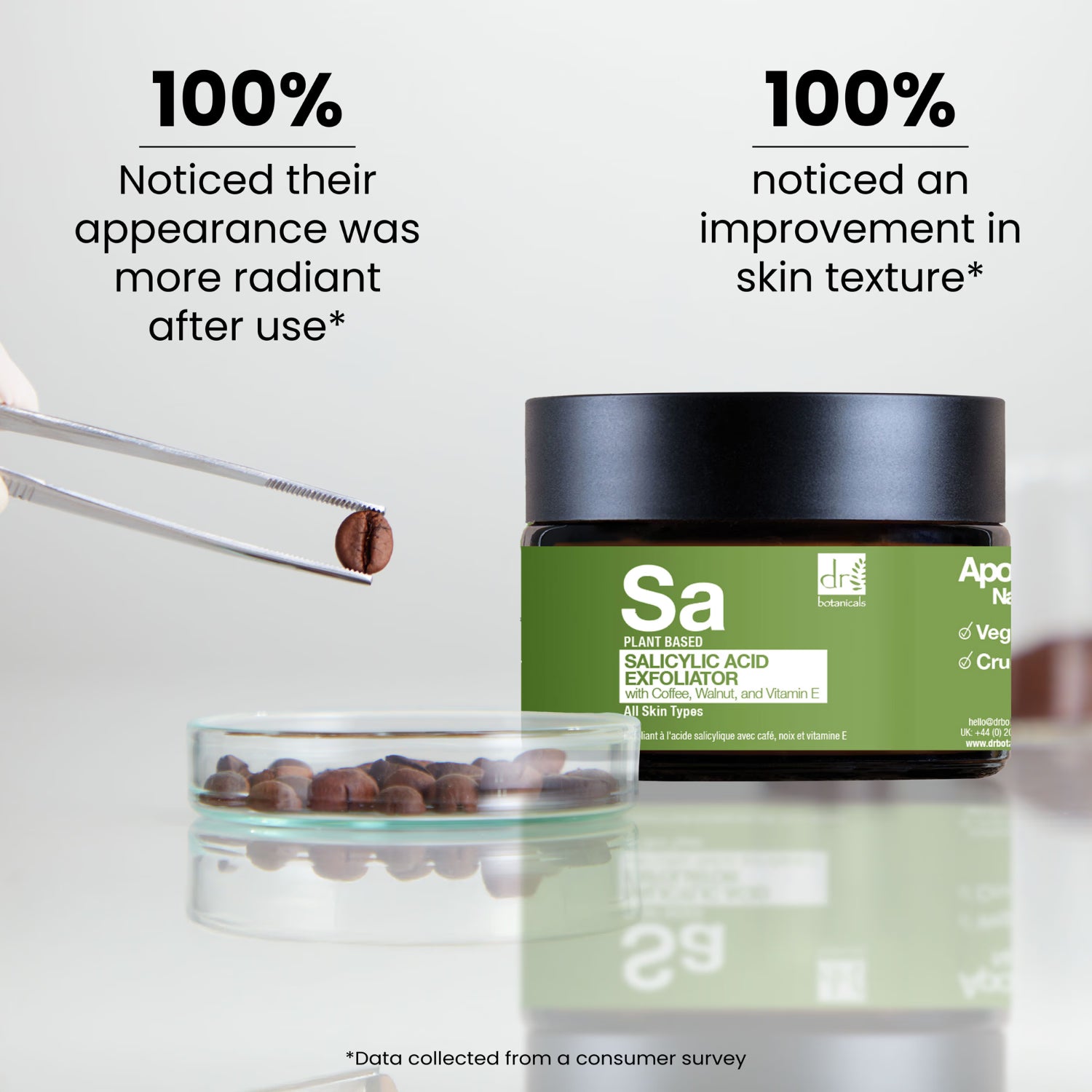 Dr Botanicals salicylic acid exfoliator with coffee walnut vitamin E 60ml - British product