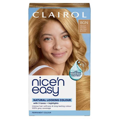 Superdrug Clairol Nice'N Easy Crème Permanent Hair Dye Med Golden Blonde 8GN- Buy online at McGrocer