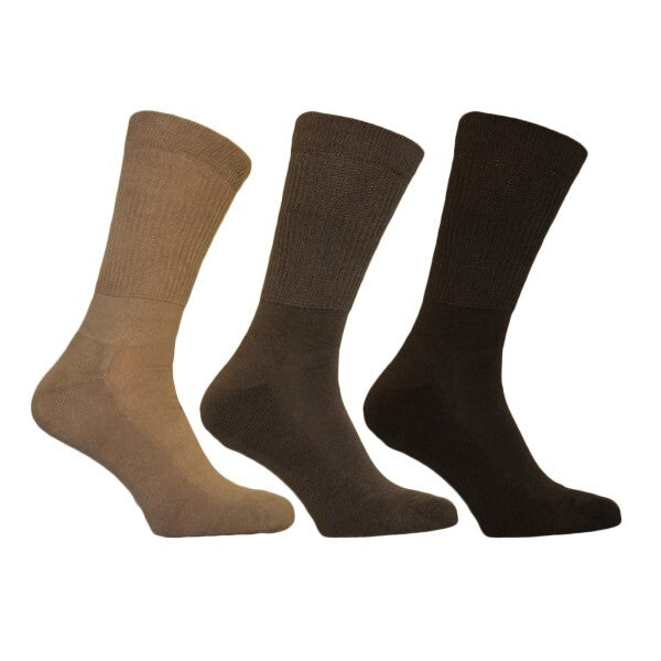 Simply Mens Memory Cushioned Socks (Pack Of 3) (11-14) GOODS Superdrug Shades of Brown  