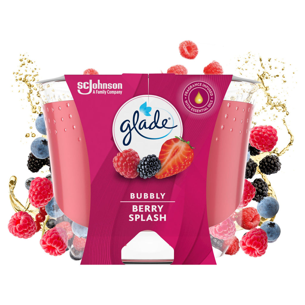 Glade Large Candle Bubbly Berry Splash Air Freshener 224g