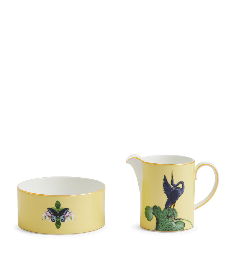 Wedgwood Waterlily sugar and creamer set (British brand)