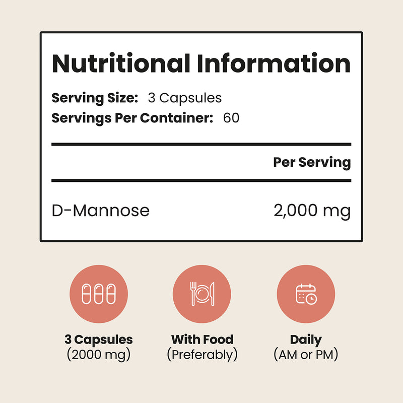 VitaBright pure D-Mannose 2000mg 180 capsules, UK version