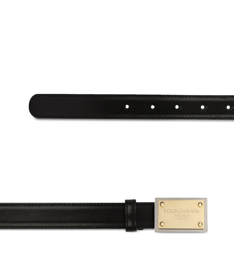 Dolce&Gabbana thin leather belt with buckle, UK version