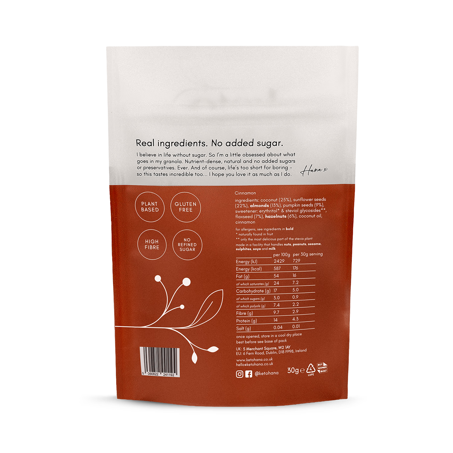 Keto Hana cinnamon granola 300g - British product