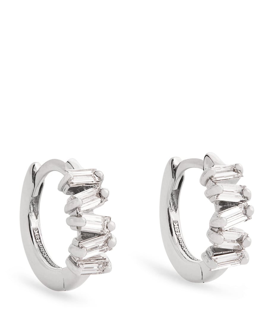Suzanne Kalan white gold huggie earrings with diamonds 4mm, UK version