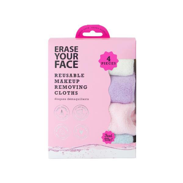 Erase Your Face reusable makeup removing cloths, set of 4 pastel (British brand)