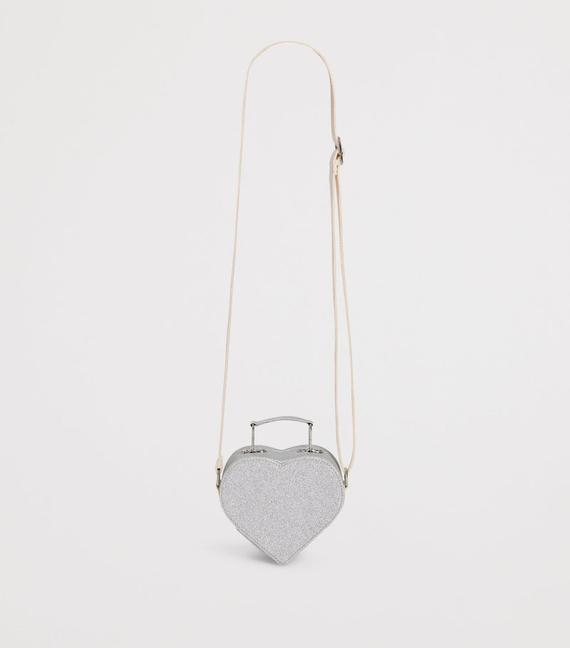 Bonpoint heart-shaped shoulder bag with printed cherries and sequins (British brand)