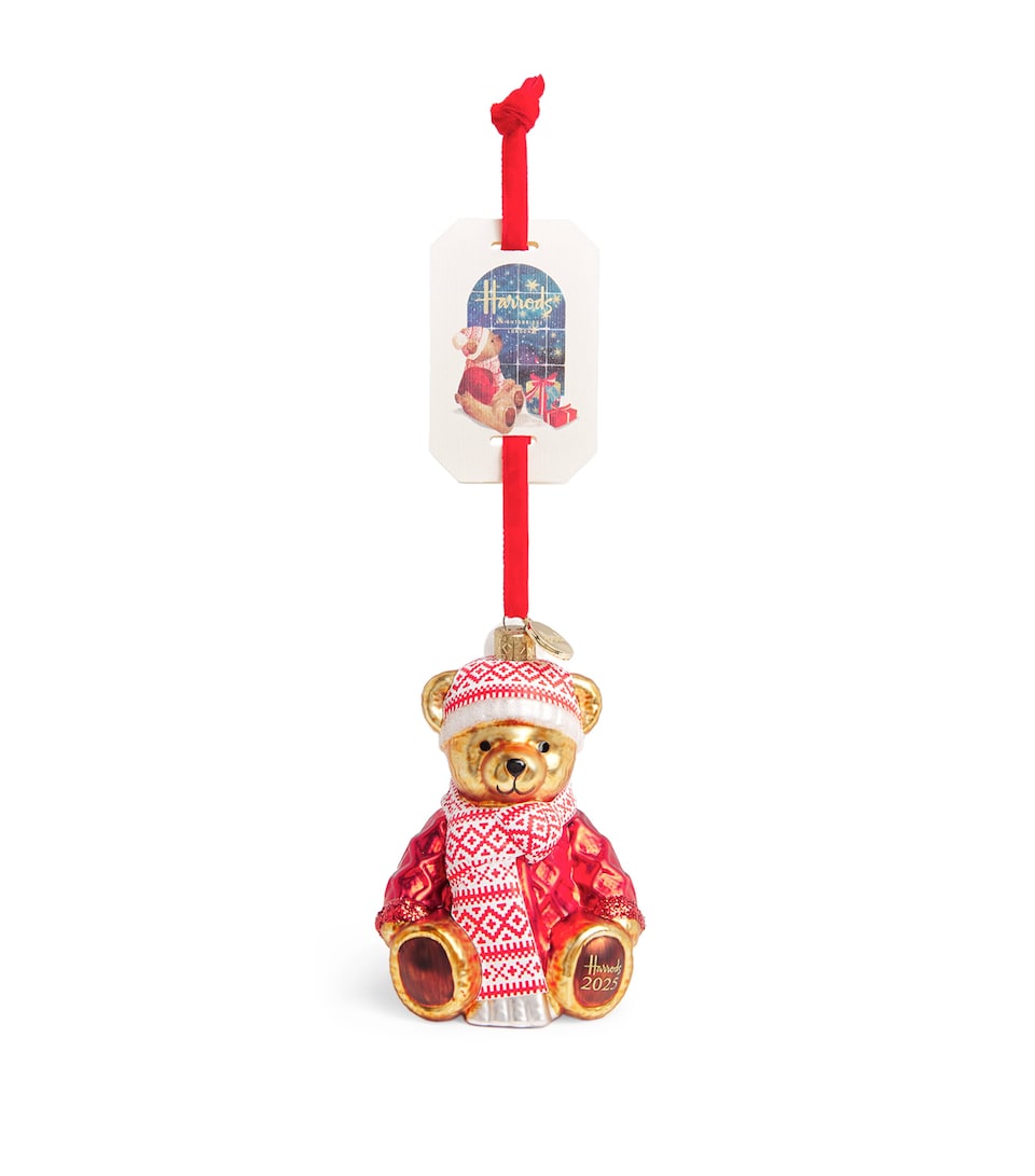 Glittery Resin Christmas Decoration with Velvet Ribbon 14cm x 6cm
