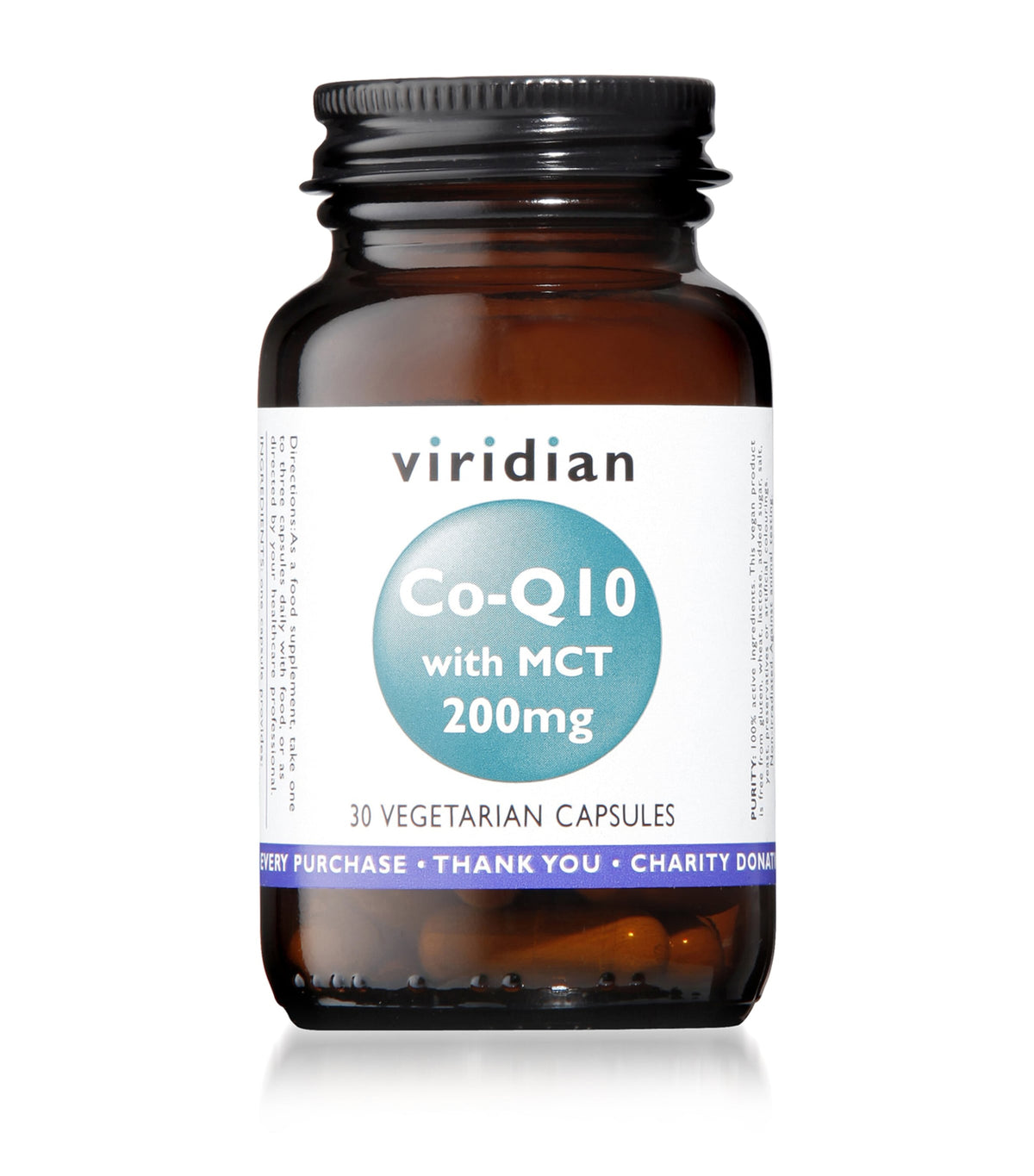 Viridian Co-Enzyme Q10 with MCT supplement capsules 200mg 30 capsules (British brand)