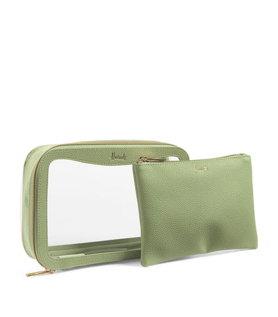 Harrods Transparent Oxford Cosmetic Bag with Zipped Pouch and Wipe-Clean Interior 15x22x6.5cm- Buy online at McGrocer