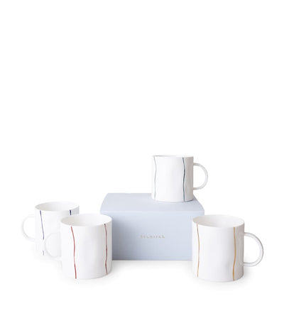Harrods FELDSPAR Fine Bone China Stripe Tea Mugs (Set of 4)- Buy online at McGrocer