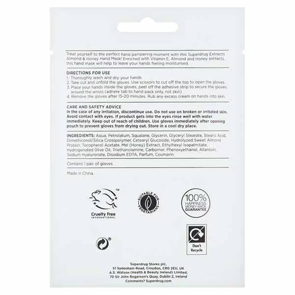 Superdrug hand mask honey and almond pack (British brand)