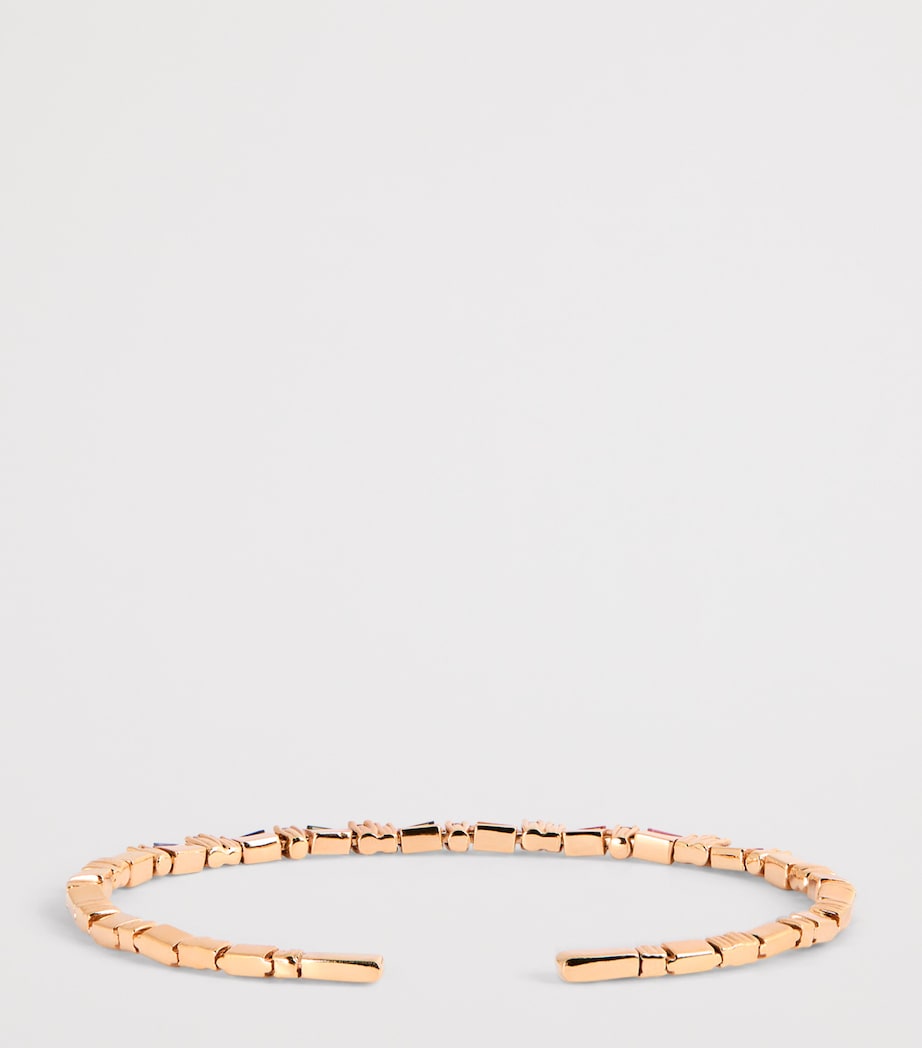 Suzanne Kalan yellow gold bangle with rainbow sapphires and diamonds, UK version