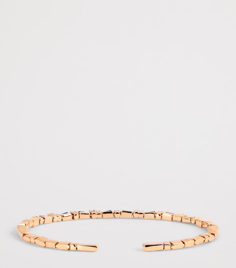 Suzanne Kalan yellow gold bangle with rainbow sapphires and diamonds, UK version