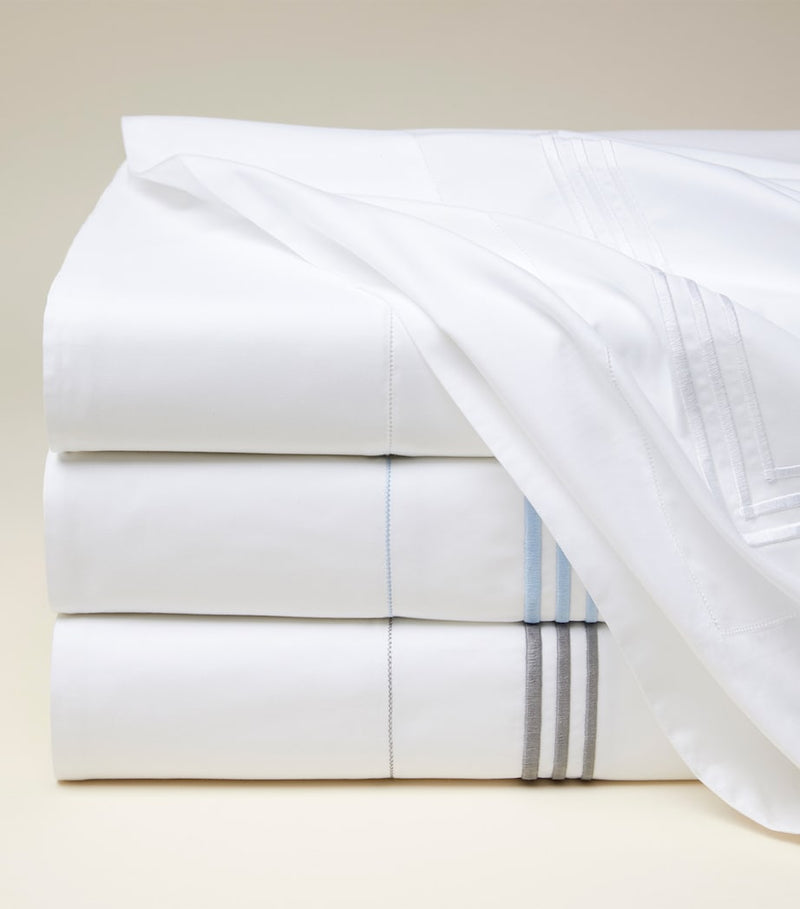 Super King Egyptian Cotton Flat Sheet with Triple Embroidered Stripe