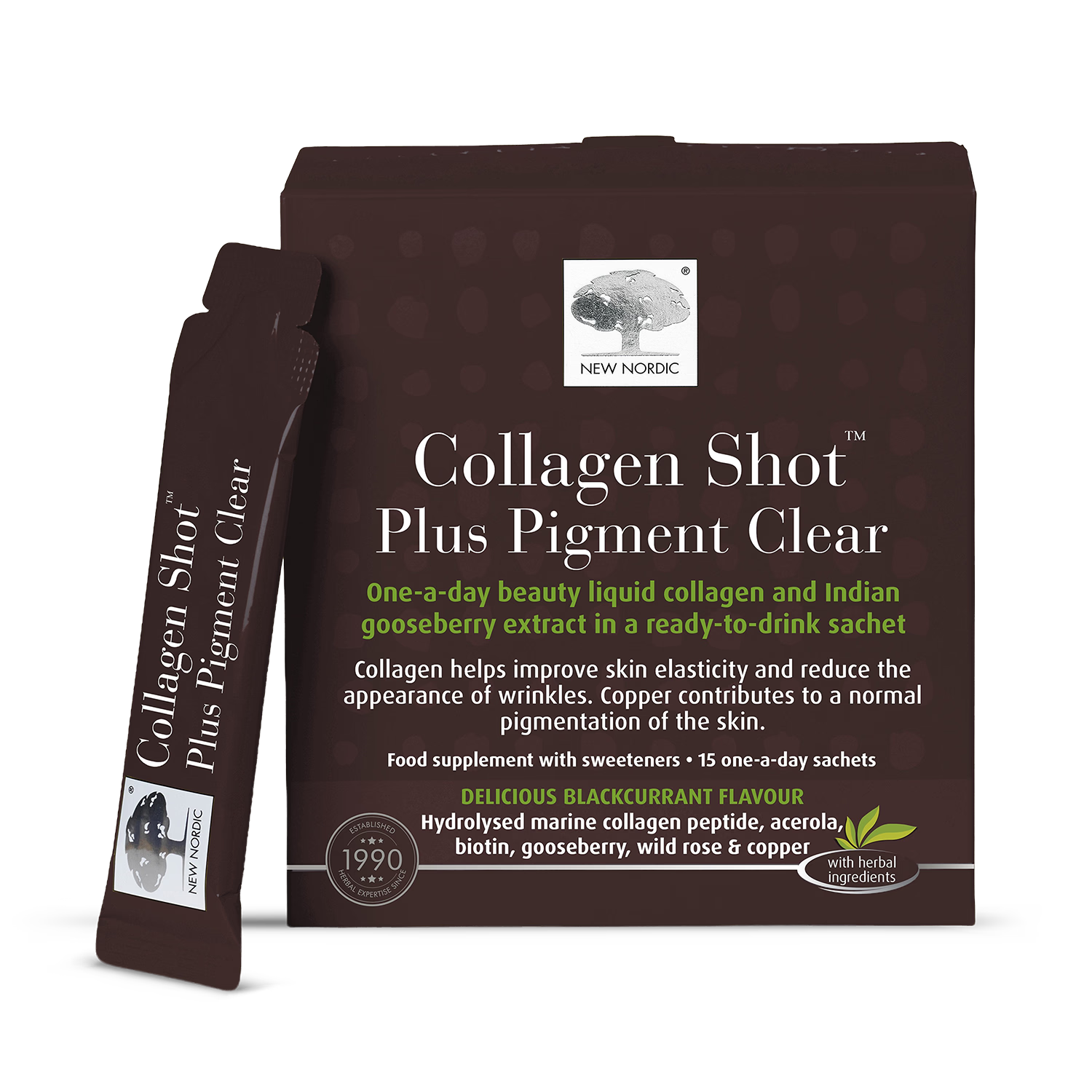 New Nordic Collagen Shot Plus Blackcurrant 15 Sachets - British product