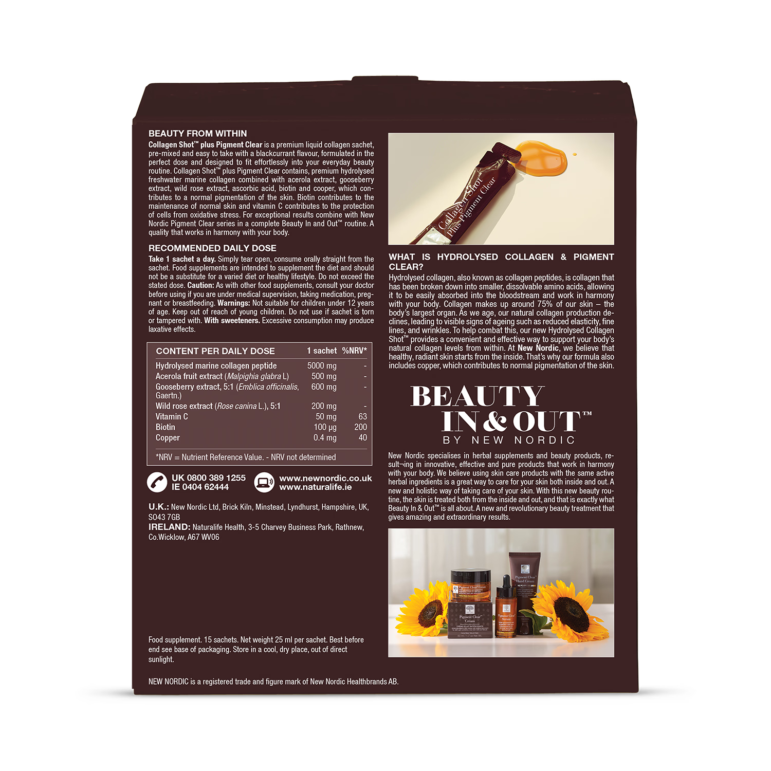 New Nordic Collagen Shot Plus Blackcurrant 15 Sachets - British product