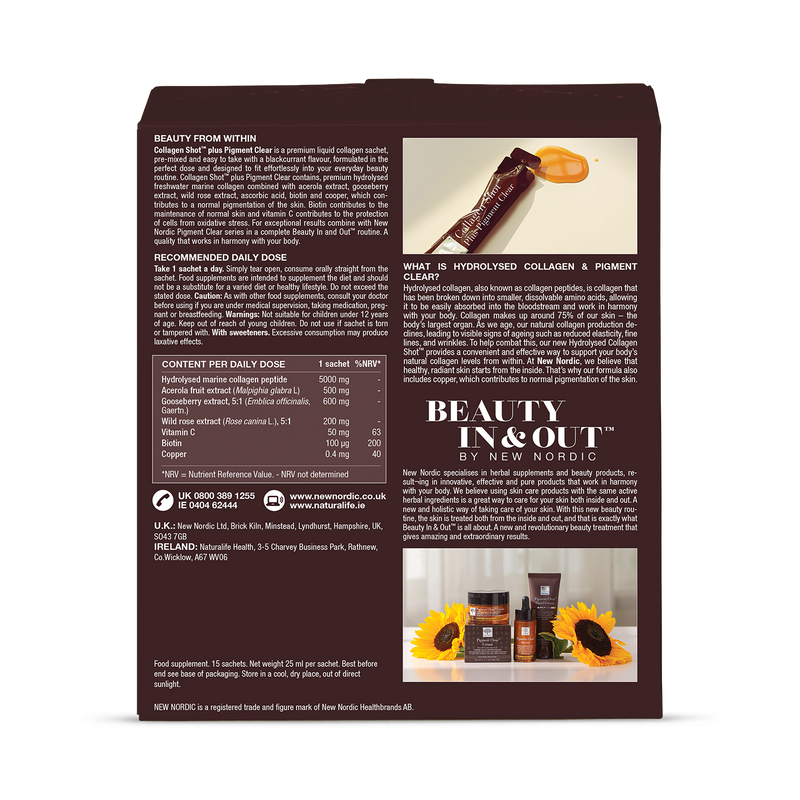 New Nordic Collagen Shot Plus Blackcurrant 15 Sachets - British product