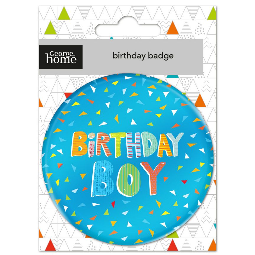 George Home Blue Birthday Boy Badge General Household ASDA   