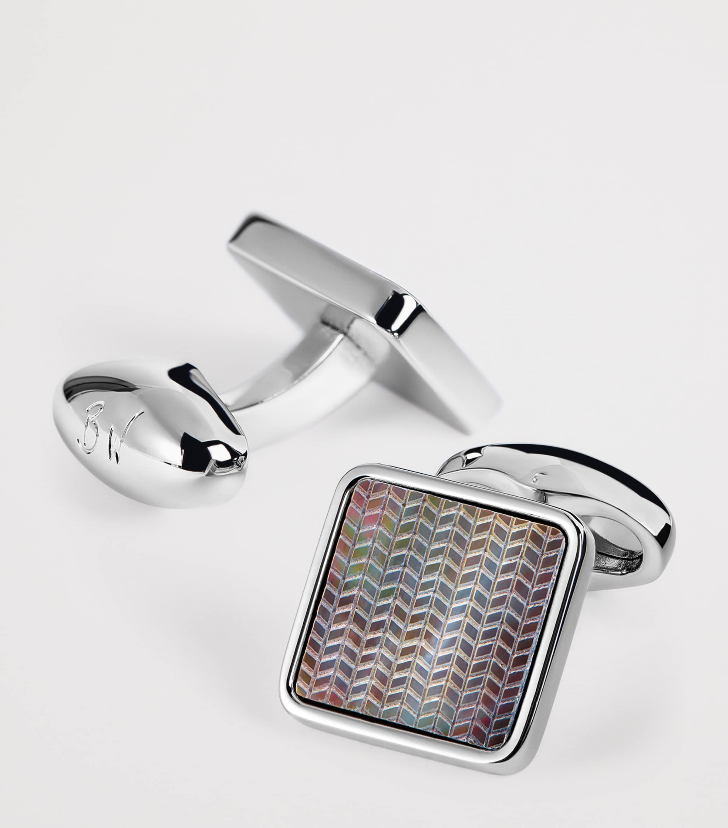 Babette Wasserman mother-of-pearl herringbone cufflinks, UK version