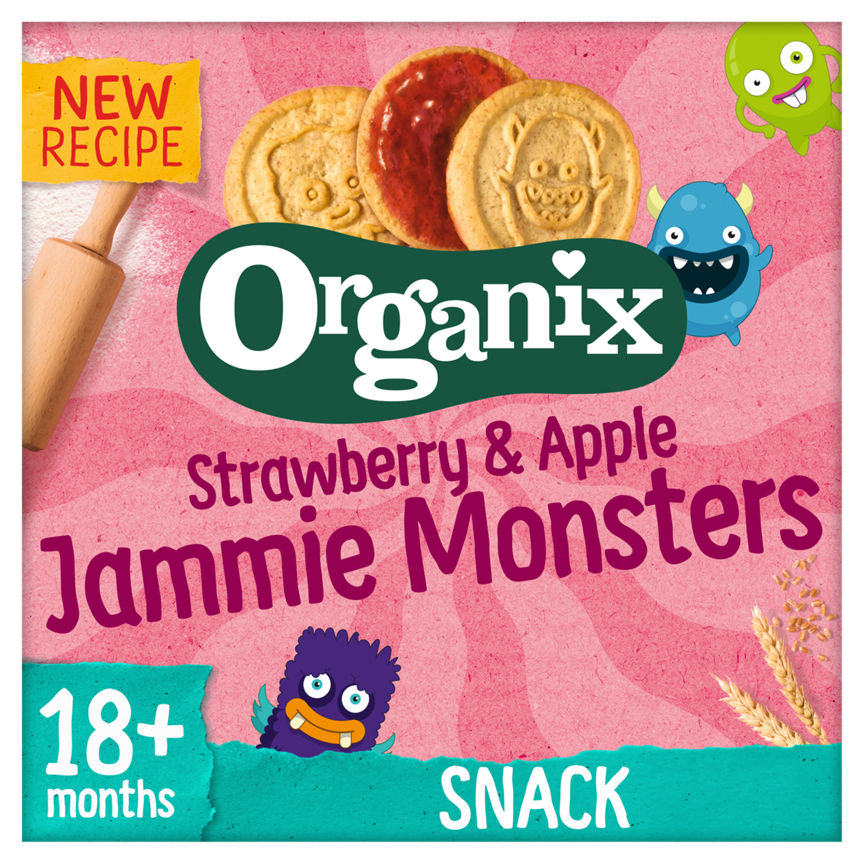 Organix Jammie Monsters Organic Jam Toddler Snack Biscuits Multipack 8x8g