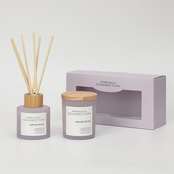 French Connection Orchid Petal diffuser and candle gift set, UK version