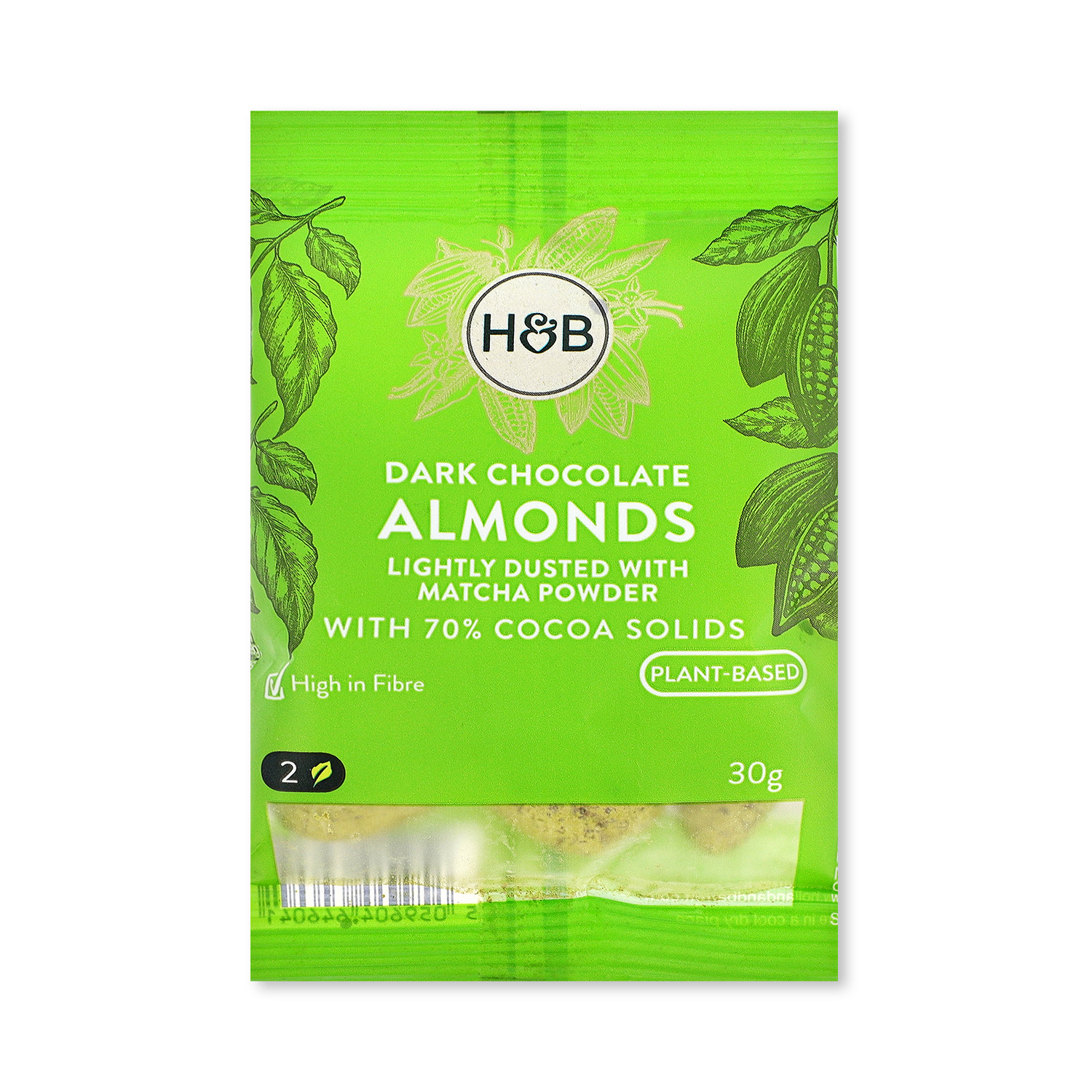 Holland & Barrett dark chocolate matcha almonds 30g, UK version