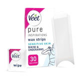 Veet Pure Wax Strips Bikini & Underarms for Sensitive Skin - 30 Wax Strips GOODS Boots   