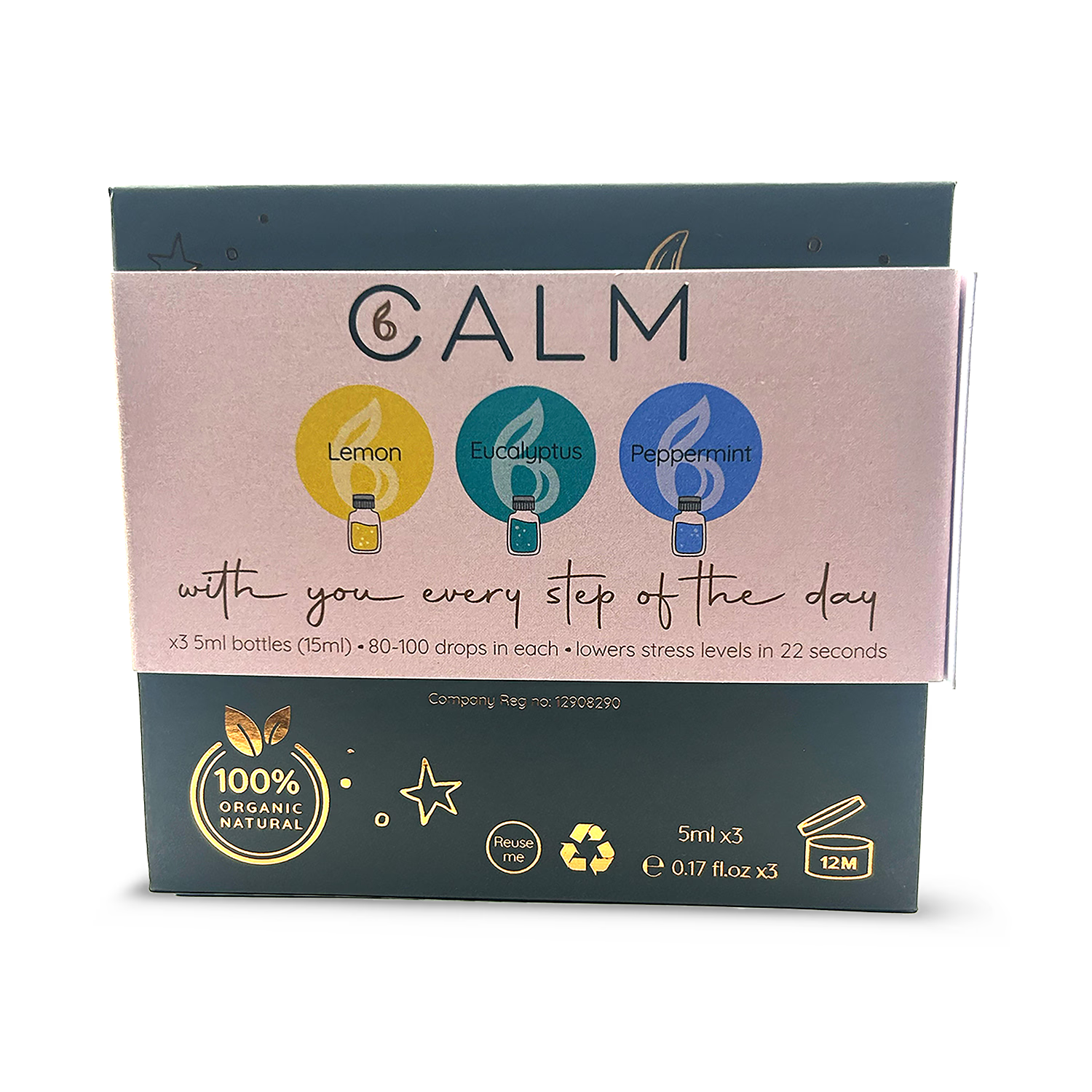 Live Calm essential oil set eucalyptus lemon peppermint 5ml x3, imported from the UK