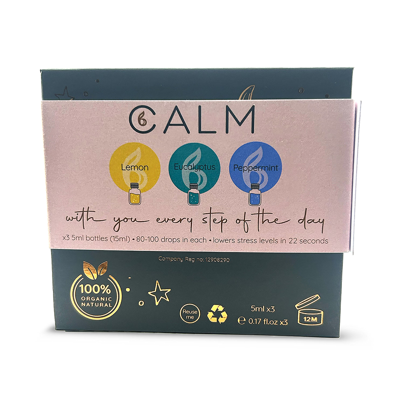 Live Calm essential oil set eucalyptus lemon peppermint 5ml x3, imported from the UK