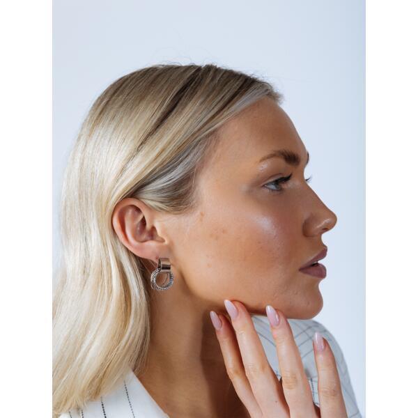SVNX multi-layer circle stud earrings in silver - British product