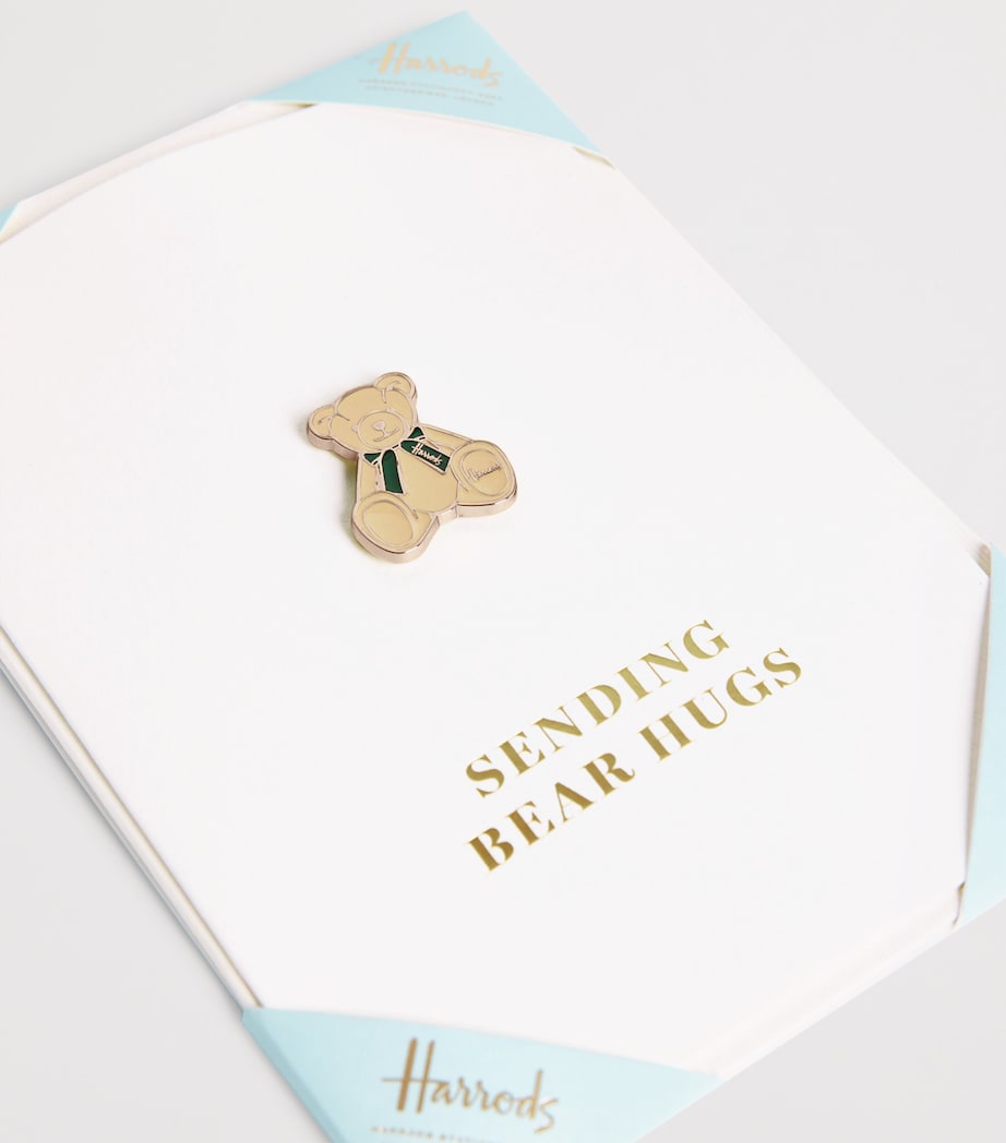 Harrods Birthday Bear pin and card set, UK version