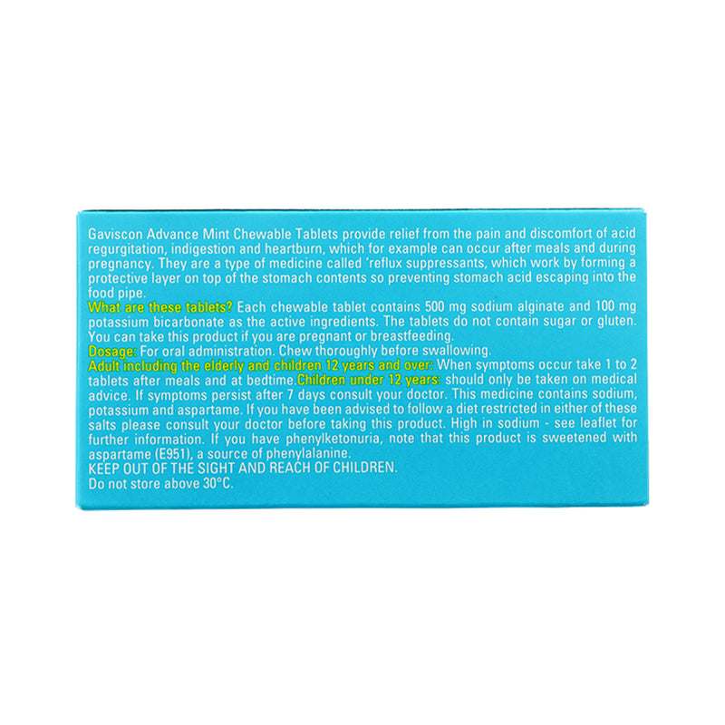 Gaviscon Advance mint chewable tablets 24 count - British product
