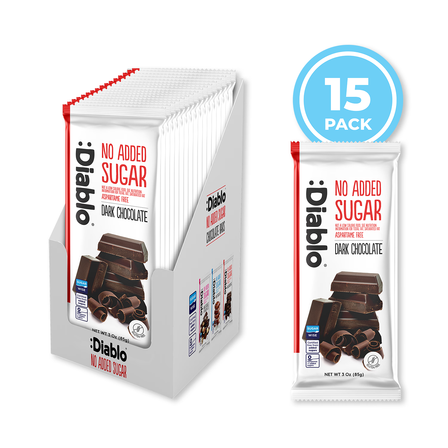 Diablo no added sugar dark chocolate bar 85g (British brand)