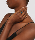 Pomellato Nudo Maxi ring blue London topaz rose white gold, imported from the UK