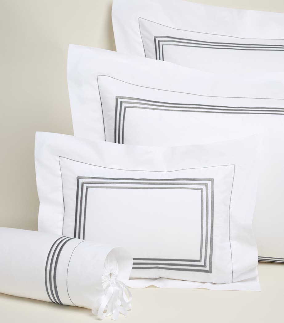 Pratesi Egyptian cotton pillowcase with triple embroidered stripe 50cm x 90cm, imported from the UK