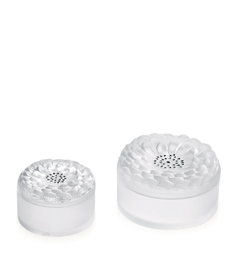 Lalique Crystal Dahlia jewellery box, UK version