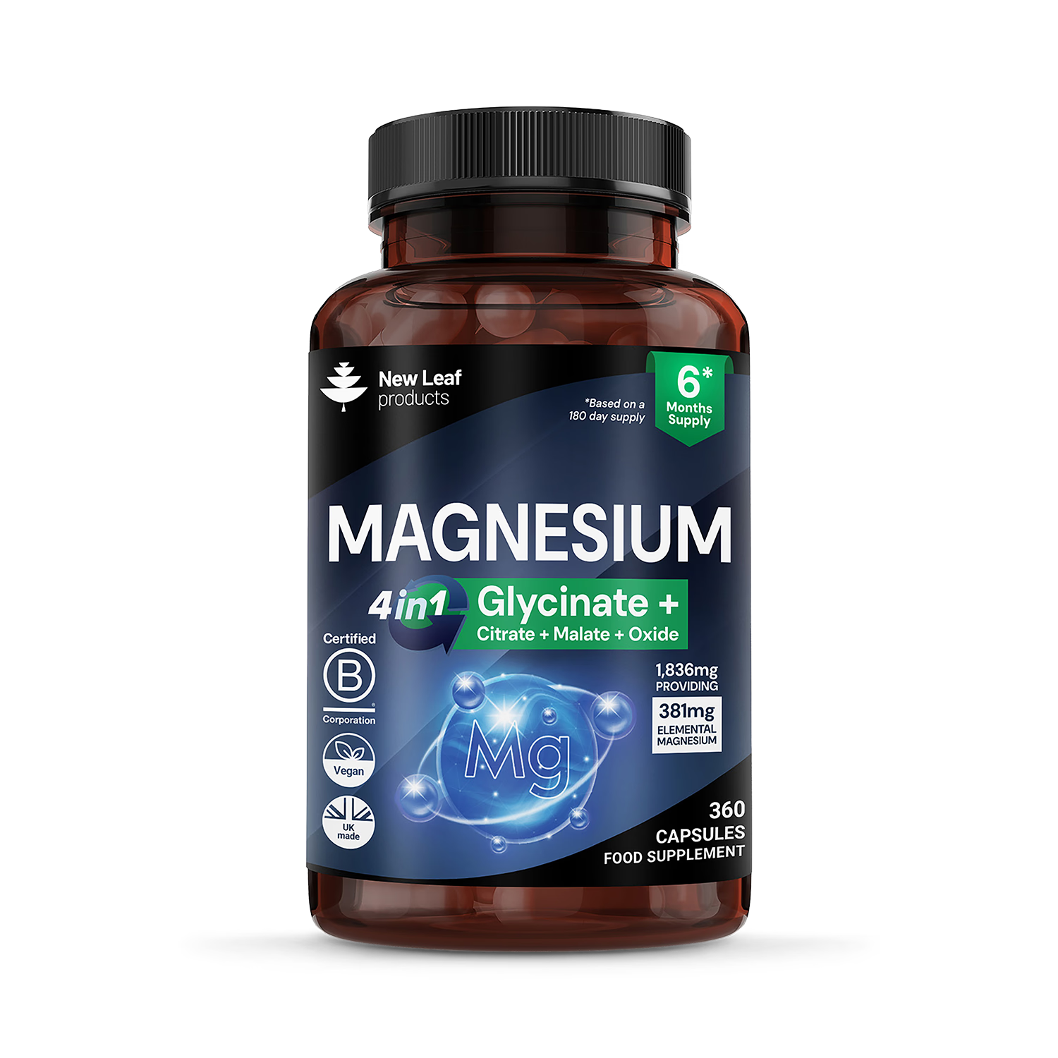 New Leaf Products magnesium complex 4in1 360 capsules (British brand)