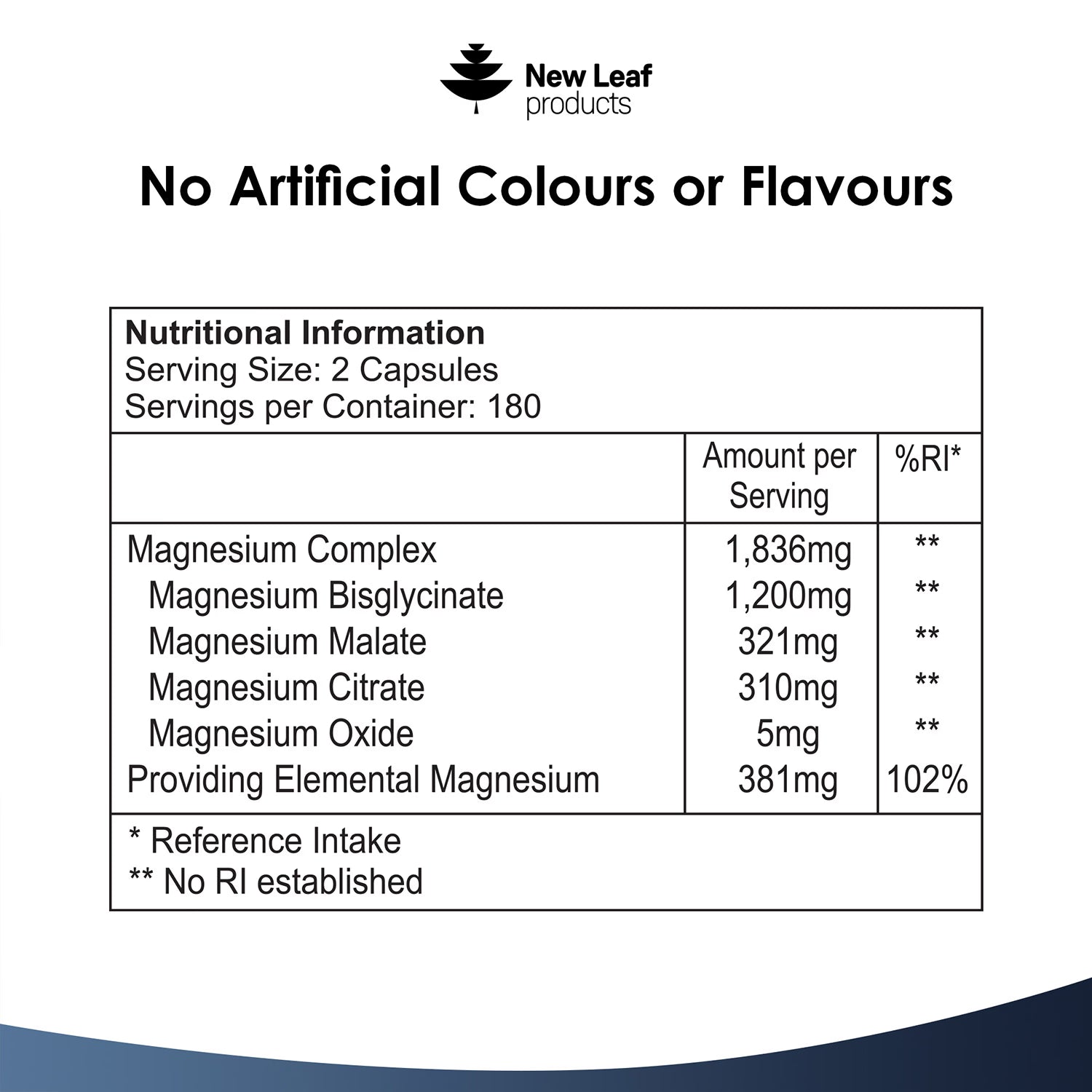 New Leaf Products magnesium complex 4in1 360 capsules (British brand)