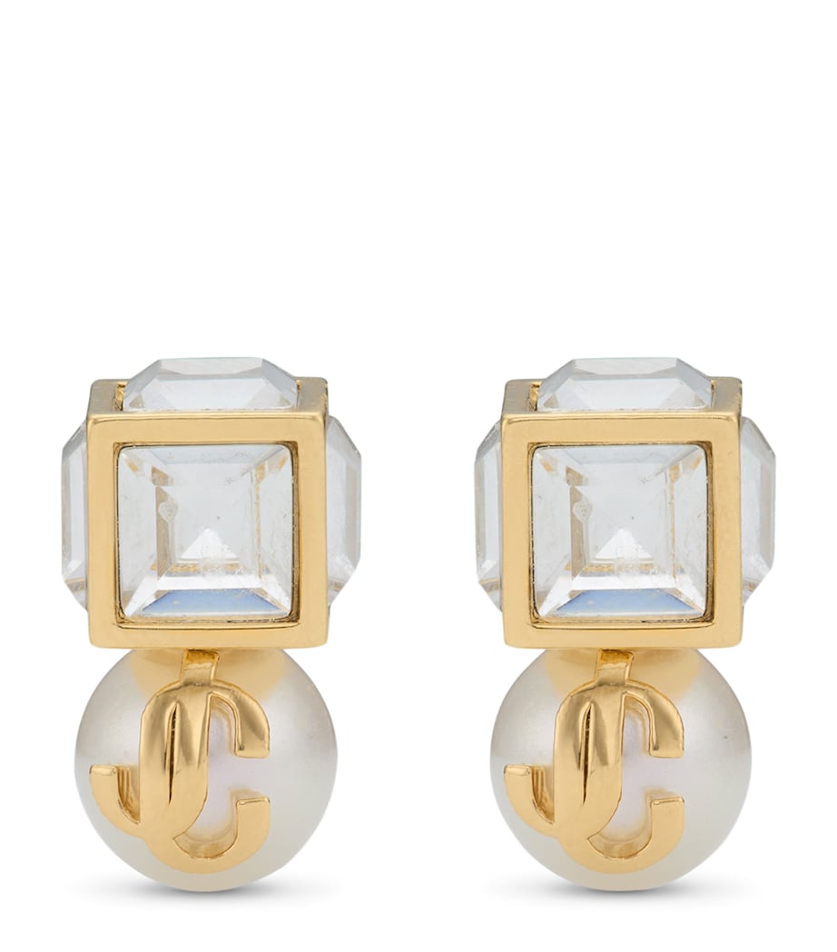 Jimmy Choo faux pearl cube logo earrings - British product