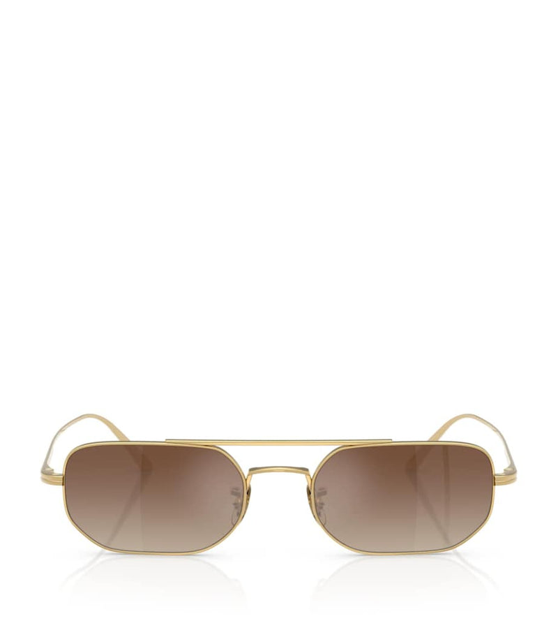 Oliver Peoples 1989C rechteckige Sonnenbrille mit verspiegelten Gläsern (britische Marke)