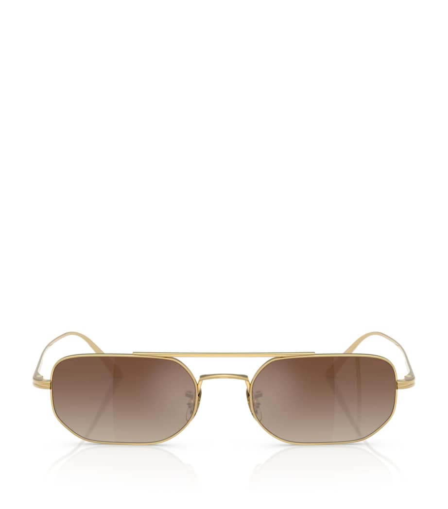 Oliver Peoples 1989C rechteckige Sonnenbrille mit verspiegelten Gläsern (britische Marke)