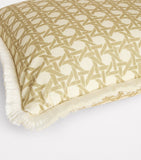 Poodle & Blonde fringed rattan cushion 50cm x 50cm, imported from the UK