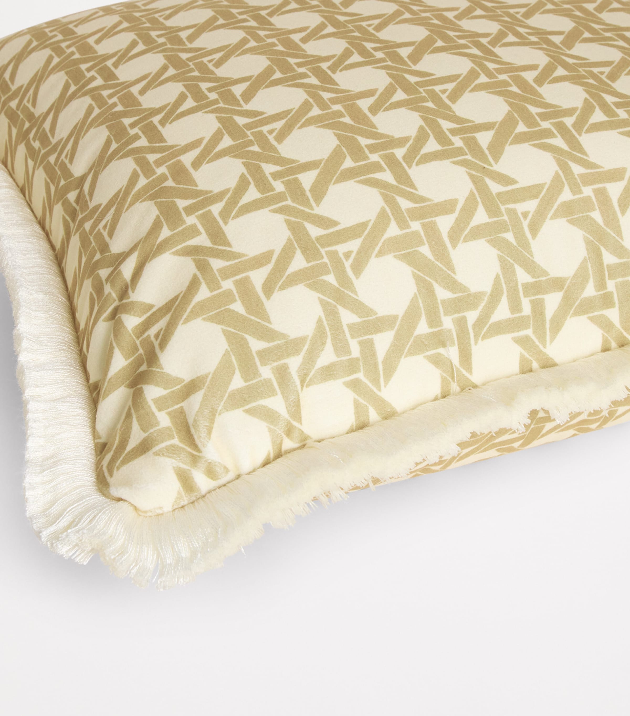 Poodle & Blonde fringed rattan cushion 50cm x 50cm, imported from the UK