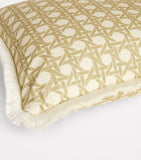 Poodle & Blonde fringed rattan cushion 50cm x 50cm, imported from the UK
