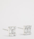 Harrods white gold emerald cut diamond stud earrings 0.70ctw, UK version