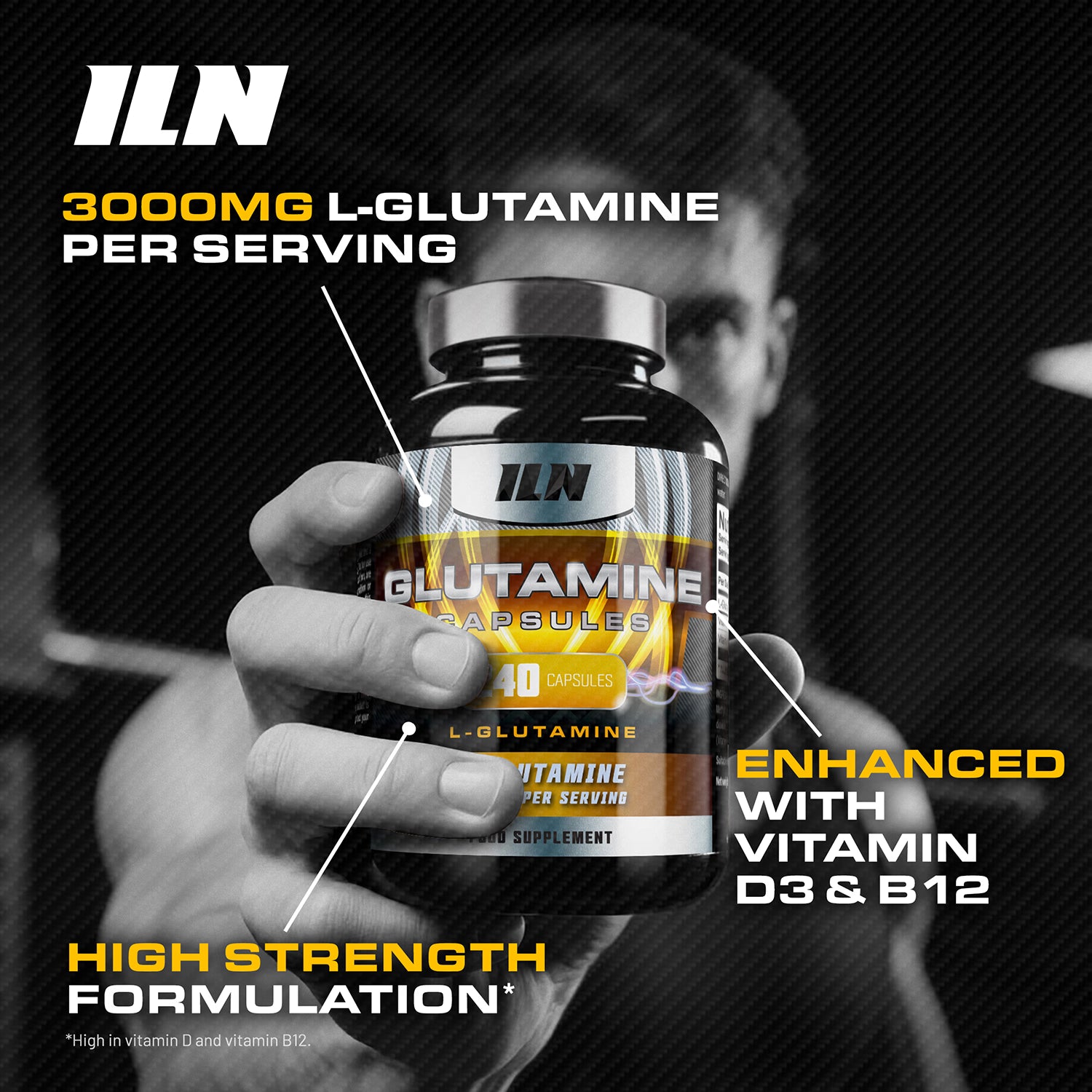 L Glutamine 3000mg capsules 240 count (British brand)