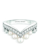 Chaumet white gold diamond pearl ring from the UK - British product