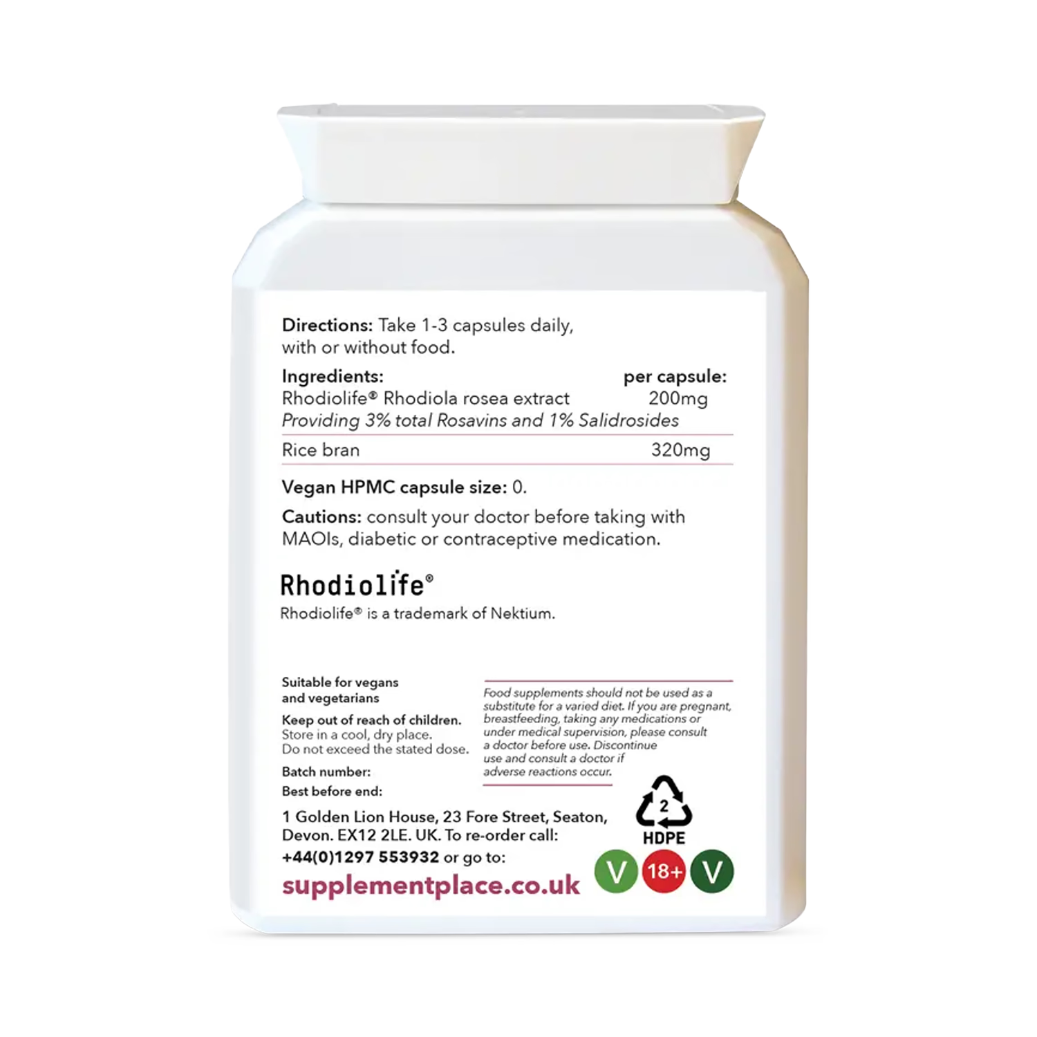 Supplement Place Rhodiola Rosea extract 200mg 60 capsules - British product